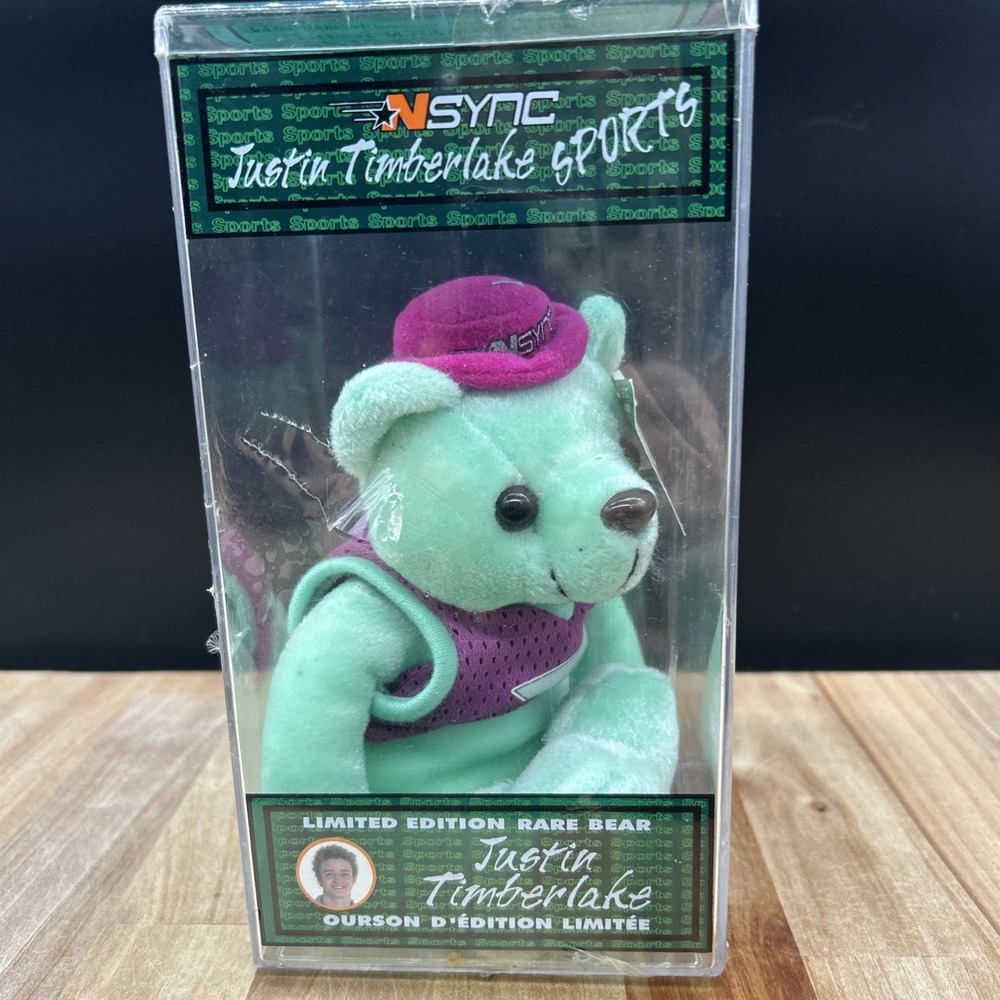 *NSYNC Justin Timberlake Sports Limited Edition Bear Bean Bag Plush In Box